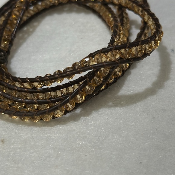Brown sparkling wrap around leather bracelet - Picture 5 of 5